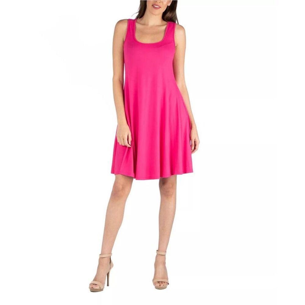 24seven Womens Plus Size Simple Tank Midi A-line Dress, NWT